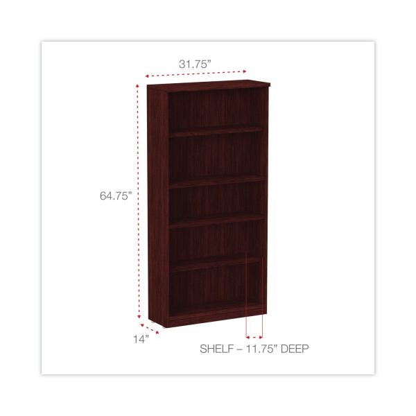 Alera Valencia Series Bookcase, Five-Shelf, 31.75w x 14d x 64.75h, Mahogany For Cheap - Image 2