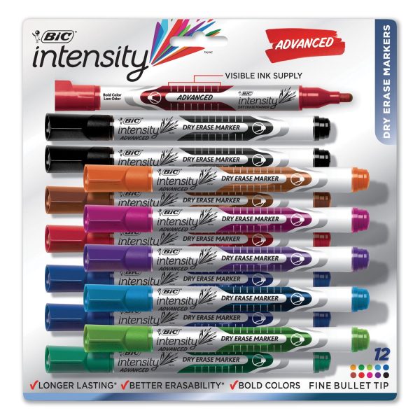Intensity Advanced Dry Erase Marker, Pocket-Style, Medium Bullet Tip, Assorted Colors, Dozen Discount