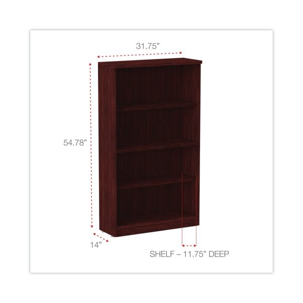 Alera Valencia Series Bookcase, Four-Shelf, 31.75w x 14d x 54.88h, Mahogany Online - Image 2