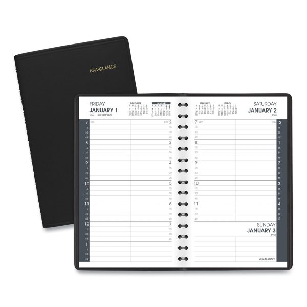 Daily Appointment Book with 15-Minute Appointments, One Day Page: Mon to Sun, 8 x 5, Black Cover, 12-Month (Jan to Dec): 2024 Discount