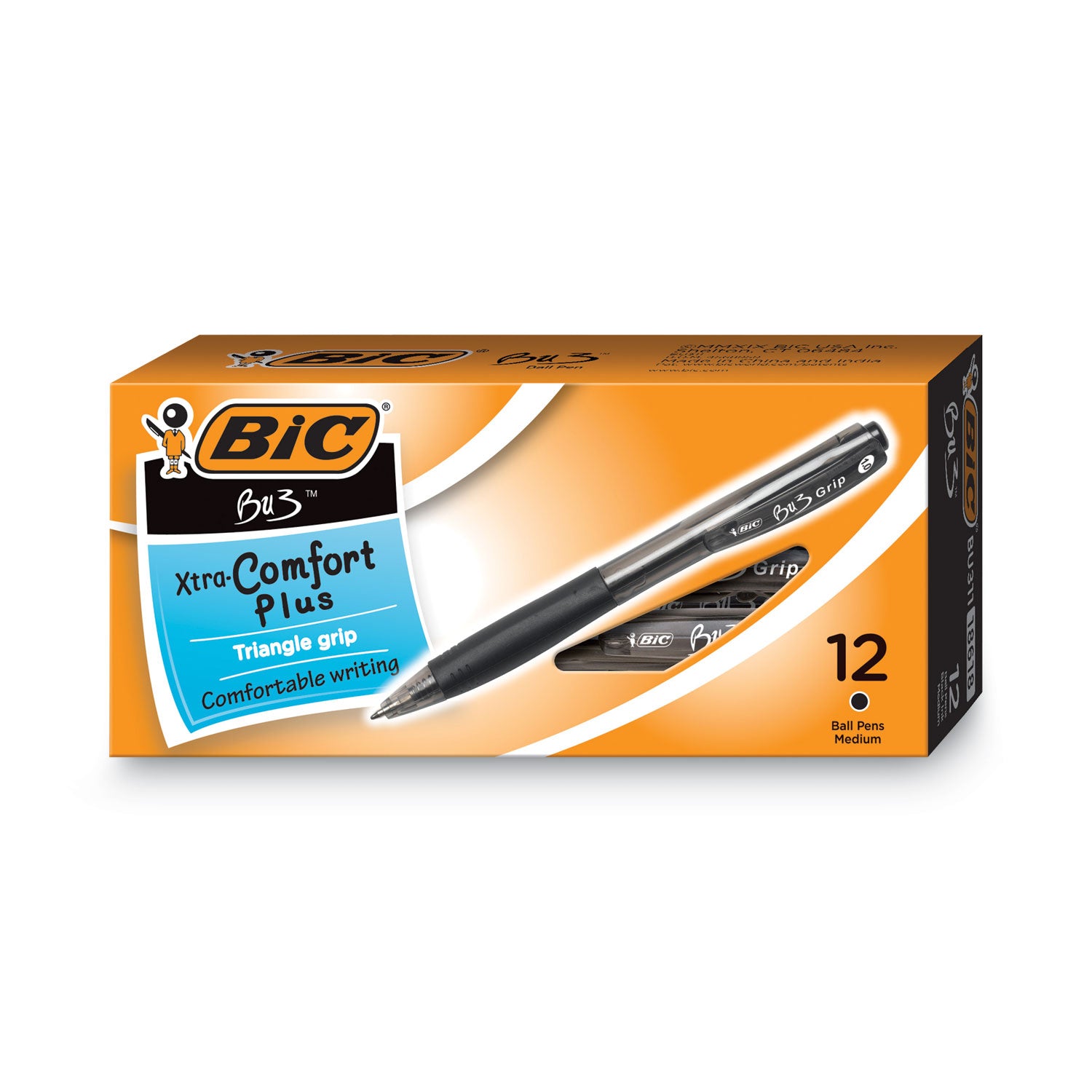 BU3 Ballpoint Pen, Retractable, Bold 1 mm, Black Ink, Smoke Black Barrel, Dozen For Sale