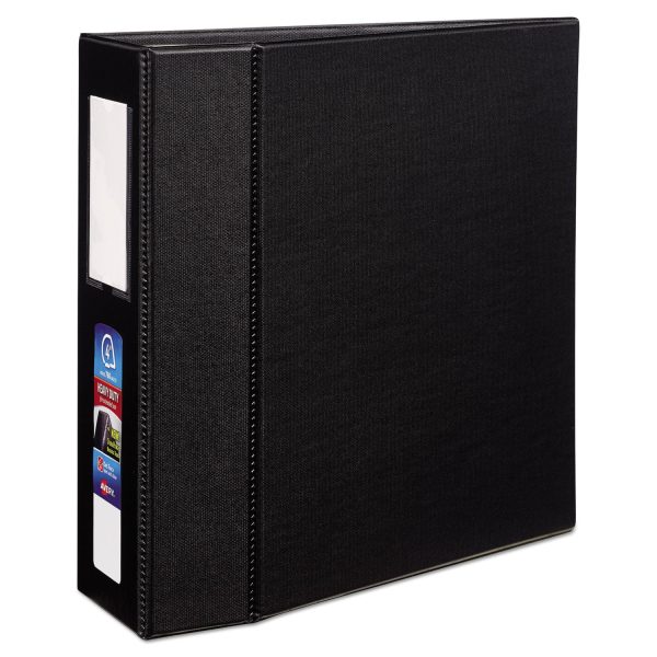 Heavy-Duty Non-View Binder with DuraHinge, Three Locking One Touch EZD Rings and Spine Label, 4  Capacity, 11 x 8.5, Black on Sale
