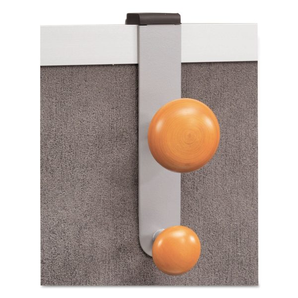 Cubicle Garment Peg, 2-Hook, 1.2 x 1.38 x 7.9, Wood, Metallic Gray, 1.5 lb Capacity For Sale - Image 3
