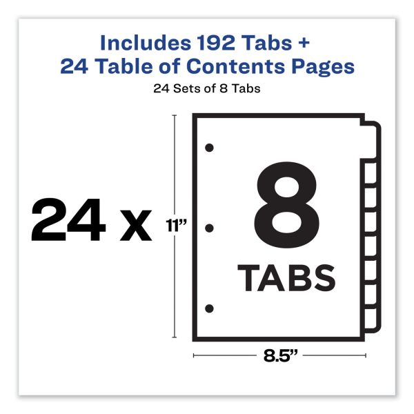 Customizable TOC Ready Index Multicolor Tab Dividers, Uncollated, 8-Tab, 1 to 8, 11 x 8.5, White, 24 Sets Fashion - Image 4