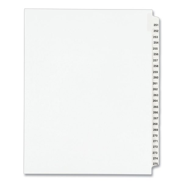 Preprinted Legal Exhibit Side Tab Index Dividers, Avery Style, 25-Tab, 251 to 275, 11 x 8.5, White, 1 Set, (1340) For Sale