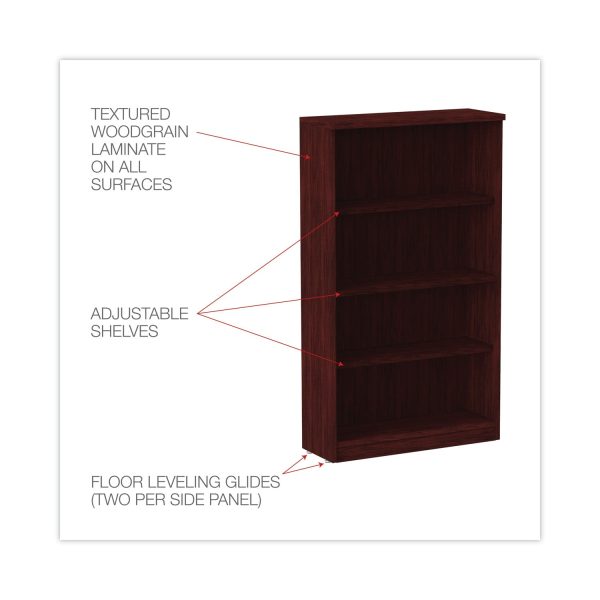 Alera Valencia Series Bookcase, Four-Shelf, 31.75w x 14d x 54.88h, Mahogany Online - Image 3