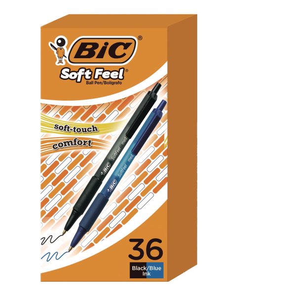 Soft Feel Ballpoint Pen Value Pack, Retractable, Medium 1 mm, Black Ink, Black Barrel, 36 Pack For Sale