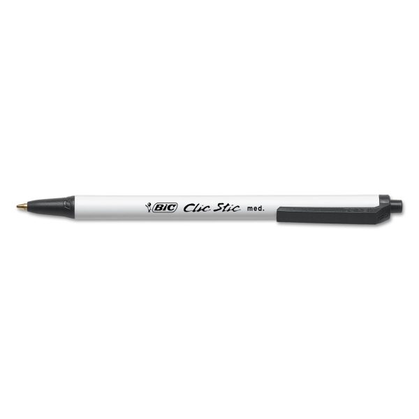 Clic Stic Ballpoint Pen Value Pack, Retractable, Medium 1 mm, Black Ink, White Barrel, 24 Pack Sale - Image 4