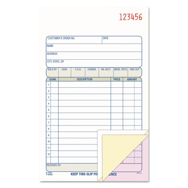 Sales Order Book, Three-Part Carbonless, 4.19 x 6.69, 50 Forms Total Online Hot Sale
