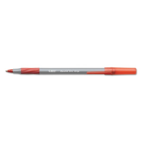 Round Stic Grip Xtra Comfort Ballpoint Pen, Easy-Glide, Stick, Medium 1.2 mm, Red Ink, Gray Red Barrel, Dozen Sale - Image 5