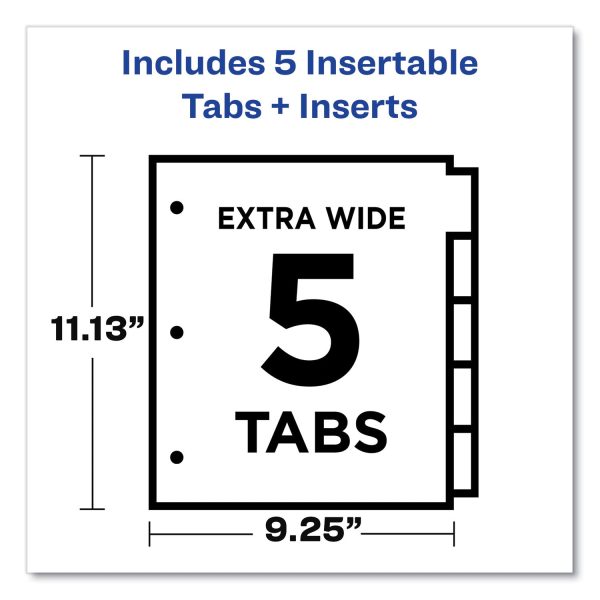 Insertable Big Tab Dividers, 5-Tab, Single-Sided Copper Edge Reinforcing, 11.13 x 9.25, White, Assorted Tabs, 1 Set Cheap - Image 3