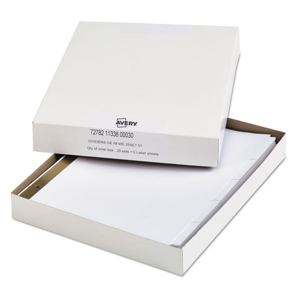 Index Dividers with White Labels, 5-Tab, 11 x 8.5, White, 25 Sets Cheap