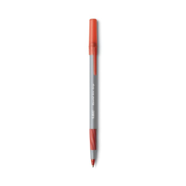 Round Stic Grip Xtra Comfort Ballpoint Pen, Easy-Glide, Stick, Medium 1.2 mm, Red Ink, Gray Red Barrel, Dozen Sale - Image 4