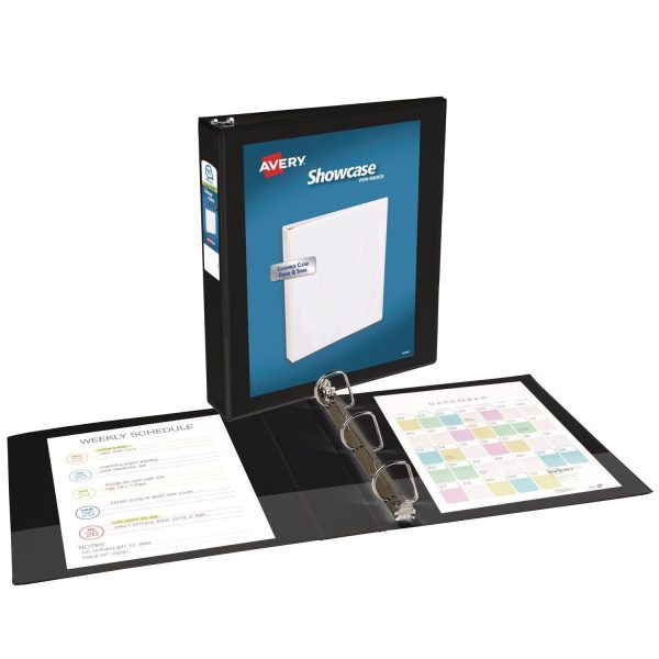 Showcase Economy View Binder with Round Rings, 3 Rings, 1.5  Capacity, 11 x 8.5, Black Online - Image 2