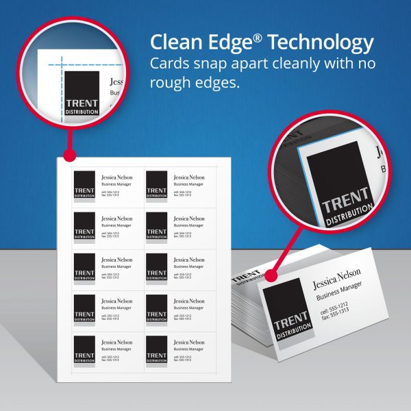 Clean Edge Business Card Value Pack, Laser, 2 x 3.5, White, 2,000 Cards, 10 Cards Sheet, 200 Sheets Box Online Sale - Image 3