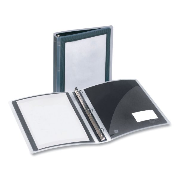 Flexi-View Binder with Round Rings, 3 Rings, 1.5  Capacity, 11 x 8.5, Black For Cheap