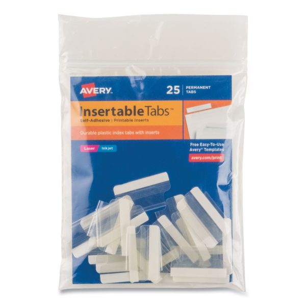 Insertable Index Tabs with Printable Inserts, 1 5-Cut, Clear, 1  Wide, 25 Pack Cheap