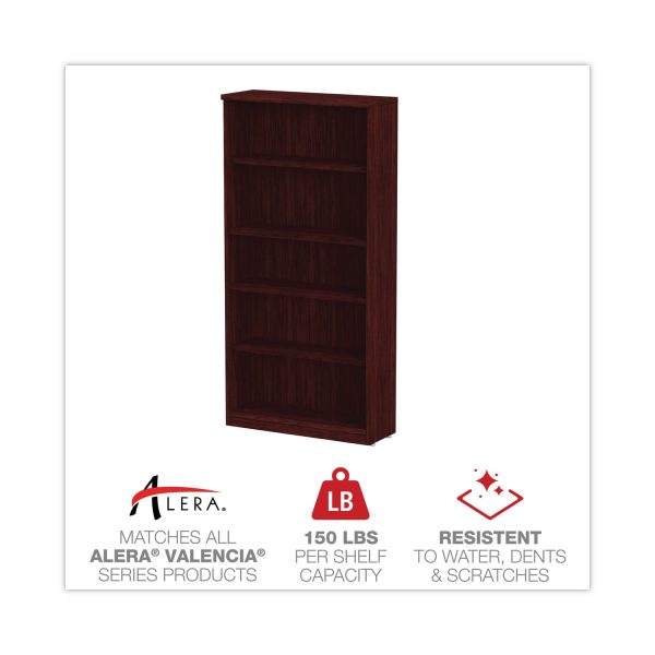 Alera Valencia Series Bookcase, Five-Shelf, 31.75w x 14d x 64.75h, Mahogany For Cheap - Image 4