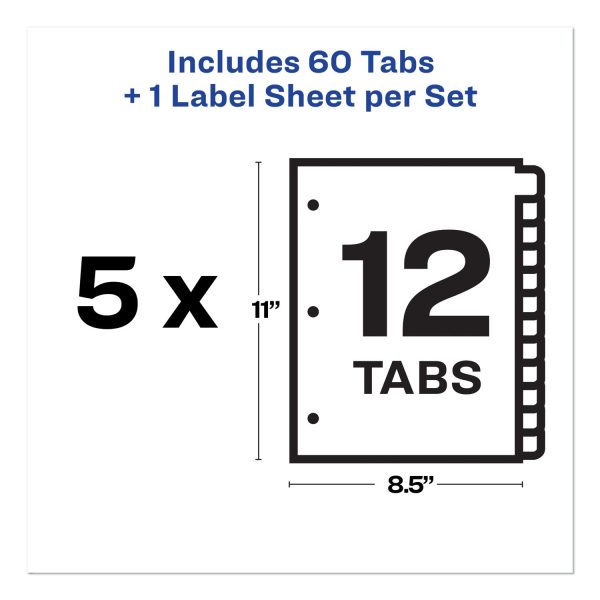 Print and Apply Index Maker Clear Label Dividers, 12-Tab, White Tabs, 11 x 8.5, White, 5 Sets Supply - Image 5