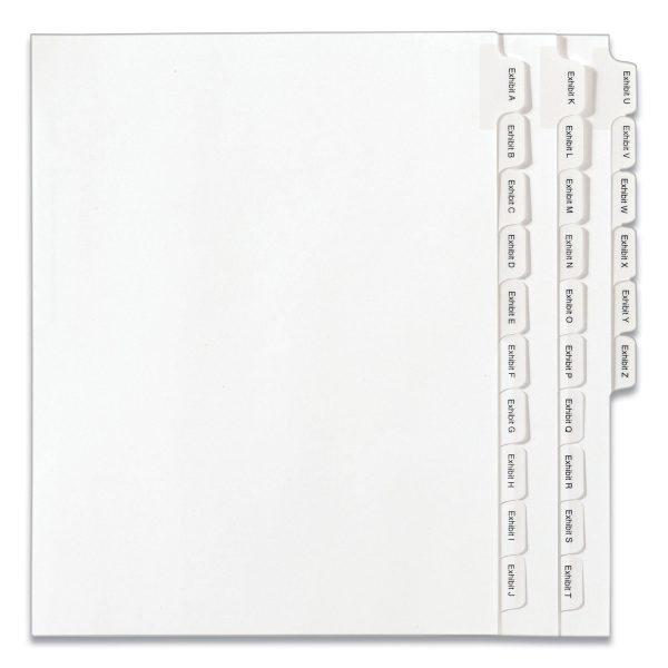 Preprinted Legal Exhibit Side Tab Index Dividers, Allstate Style, 26-Tab, Exhibit A to Exhibit Z, 11 x 8.5, White, 1 Set Online Sale