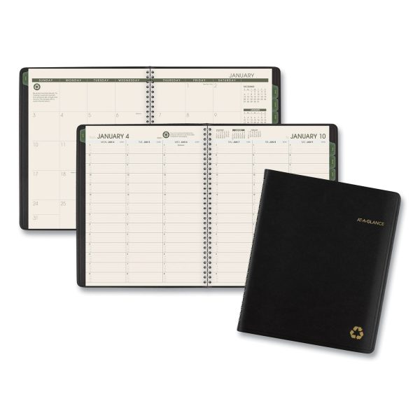 Recycled Weekly Vertical-Column Format Appointment Book, 8.75 x 7, Black Cover, 12-Month (Jan to Dec): 2024 Online Hot Sale