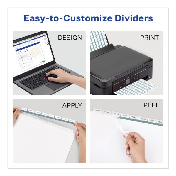 Print and Apply Index Maker Clear Label Dividers, 12-Tab, White Tabs, 11 x 8.5, White, 5 Sets Supply - Image 2