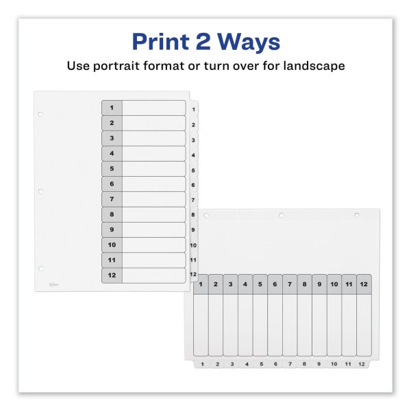 Customizable TOC Ready Index Black and White Dividers, 12-Tab, 1 to 12, 11 x 8.5, 1 Set Online - Image 3