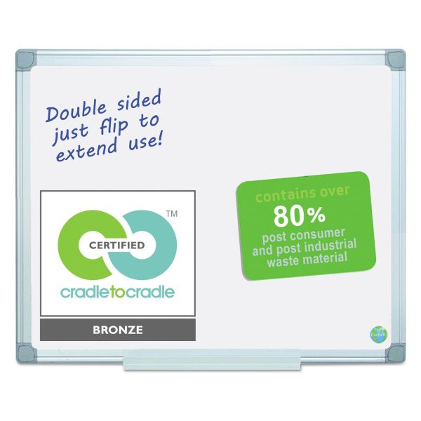 Earth Silver Easy-Clean Dry Erase Board, Reversible, 36 x 24, White Surface, Silver Aluminum Frame Hot on Sale - Image 2