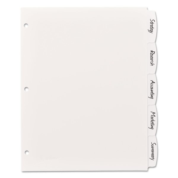 Write and Erase Big Tab Durable Plastic Dividers, 3-Hole Punched, 5-Tab, 11 x 8.5, White, 1 Set Sale - Image 2