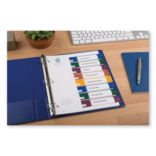 Customizable Table of Contents Ready Index Dividers with Multicolor Tabs, 8-Tab, 1 to 8, 11 x 8.5, Translucent, 1 Set on Sale - Image 2