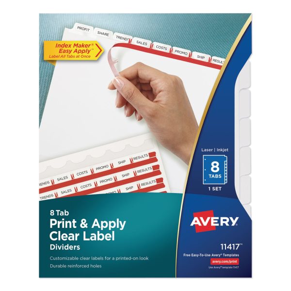 Print and Apply Index Maker Clear Label Dividers, 8-Tab, 11 x 8.5, White, 1 Set on Sale
