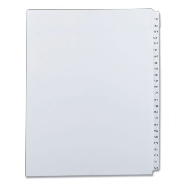 Preprinted Legal Exhibit Side Tab Index Dividers, Allstate Style, 25-Tab, 151 to 175, 11 x 8.5, White, 1 Set Online now
