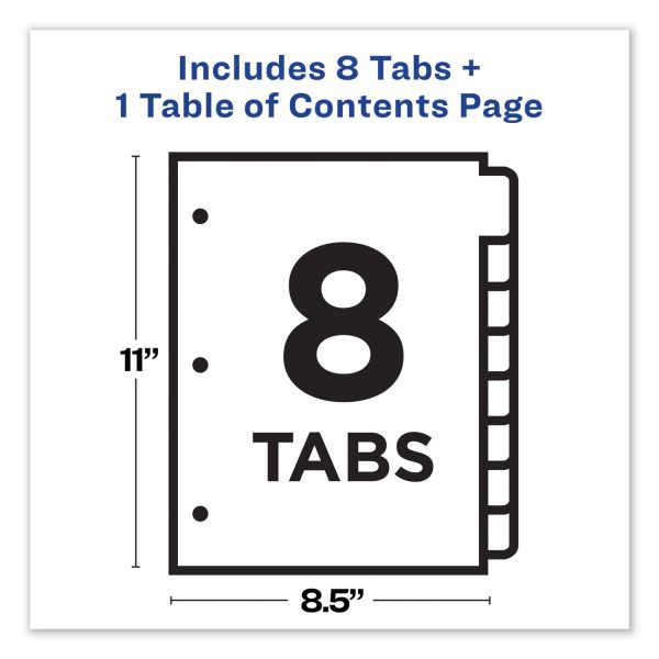 Customizable Table of Contents Ready Index Dividers with Multicolor Tabs, 8-Tab, 1 to 8, 11 x 8.5, Translucent, 1 Set on Sale - Image 5