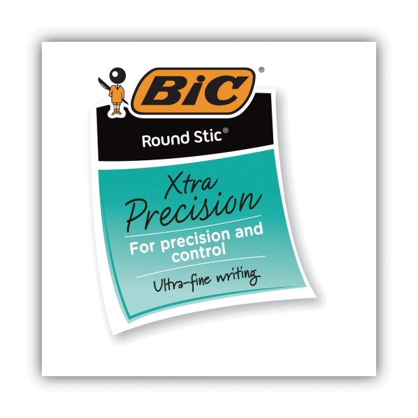 Round Stic Xtra Precision Ballpoint Pen, Stick, Fine 0.8 mm, Black Ink, Smoke Barrel, Dozen For Cheap - Image 5