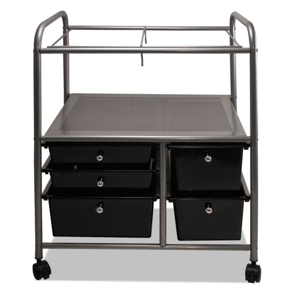 Advantus 5-Drawer Storage File Cart - 5 Drawer - 4 Casters - 21.9  Length x 15.3  Width x 28.9  Height - Chrome Frame - Silver, Chrome, Black - 1 Each Cheap - Image 3
