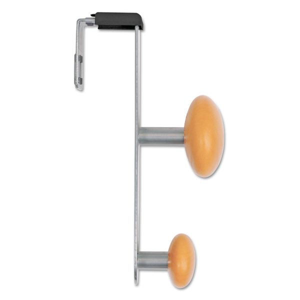 Cubicle Garment Peg, 2-Hook, 1.2 x 1.38 x 7.9, Wood, Metallic Gray, 1.5 lb Capacity For Sale