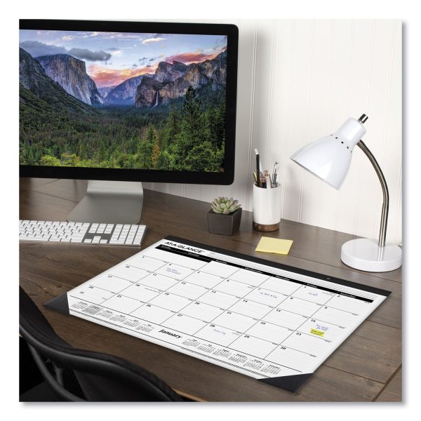 Ruled Desk Pad, 22 x 17, White Sheets, Black Binding, Black Corners, 12-Month (Jan to Dec): 2024 Hot on Sale - Image 4