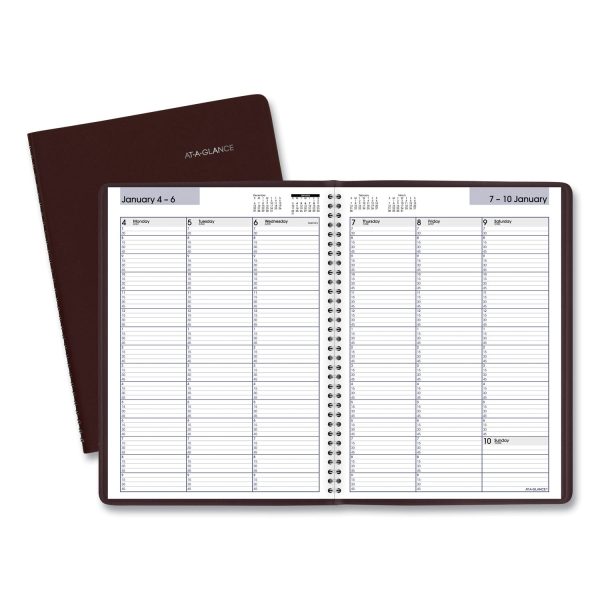 DayMinder Weekly Appointment Book, Vertical-Column Format, 11 x 8, Burgundy Cover, 12-Month (Jan to Dec): 2024 Online now