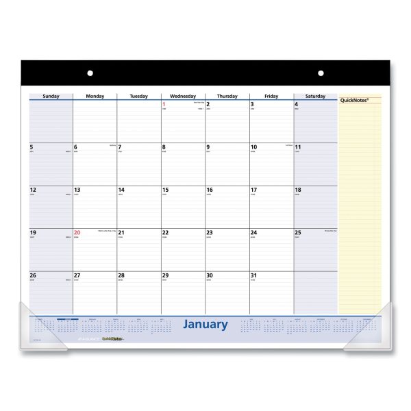 QuickNotes Desk Pad, 22 x 17, White Blue Yellow Sheets, Black Binding, Clear Corners, 13-Month (Jan to Jan): 2024 to 2025 Fashion