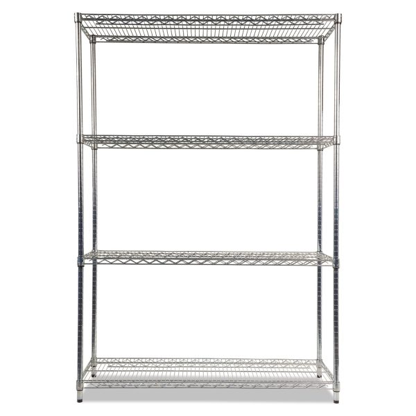 NSF Certified Industrial Four-Shelf Wire Shelving Kit, 48w x 18d x 72h, Silver Supply - Image 2