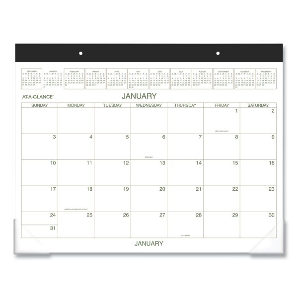 Two-Color Desk Pad, 22 x 17, White Sheets, Black Binding, Clear Corners, 12-Month (Jan to Dec): 2024 Hot on Sale
