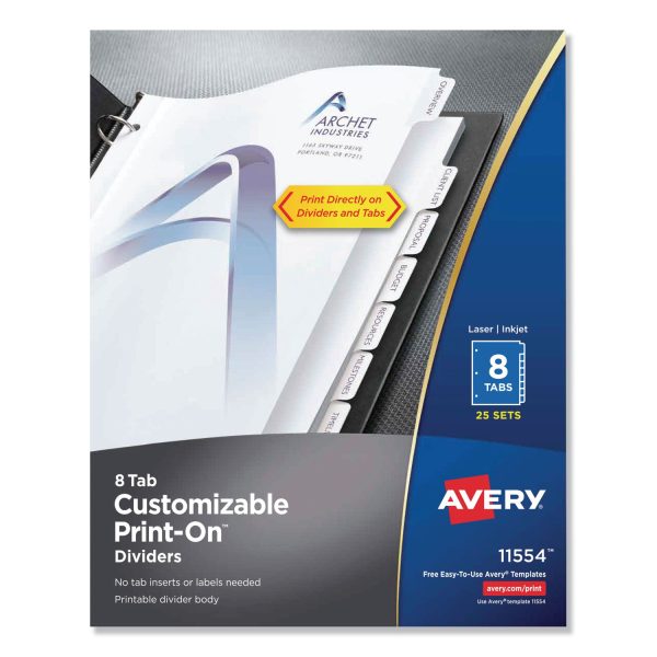 Customizable Print-On Dividers, 3-Hole Punched, 8-Tab, 11 x 8.5, White, 25 Sets Online now