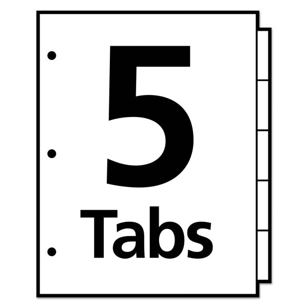 Write and Erase Big Tab Durable Plastic Dividers, 3-Hole Punched, 5-Tab, 11 x 8.5, White, 1 Set Sale - Image 5