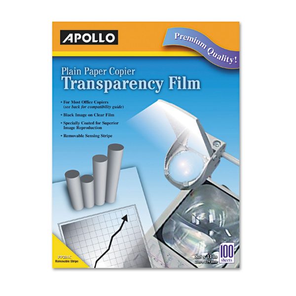 Plain Paper Laser Transparency Film with Handling Strip, 8.5 x 11, Black on Clear, 100 Box Sale