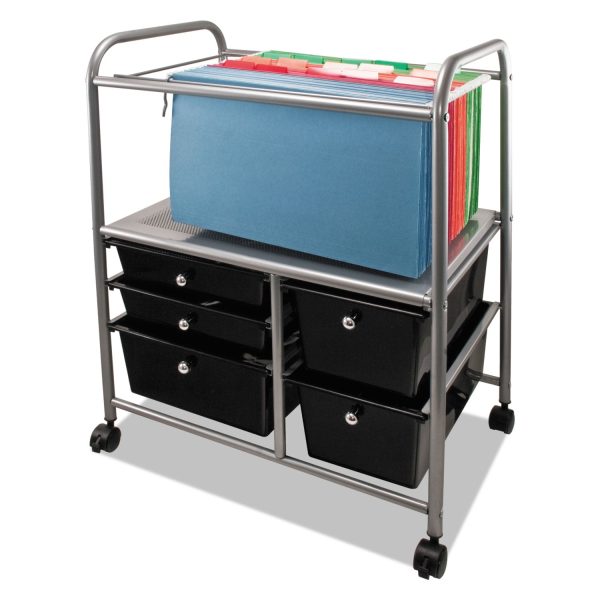 Advantus 5-Drawer Storage File Cart - 5 Drawer - 4 Casters - 21.9  Length x 15.3  Width x 28.9  Height - Chrome Frame - Silver, Chrome, Black - 1 Each Cheap - Image 2