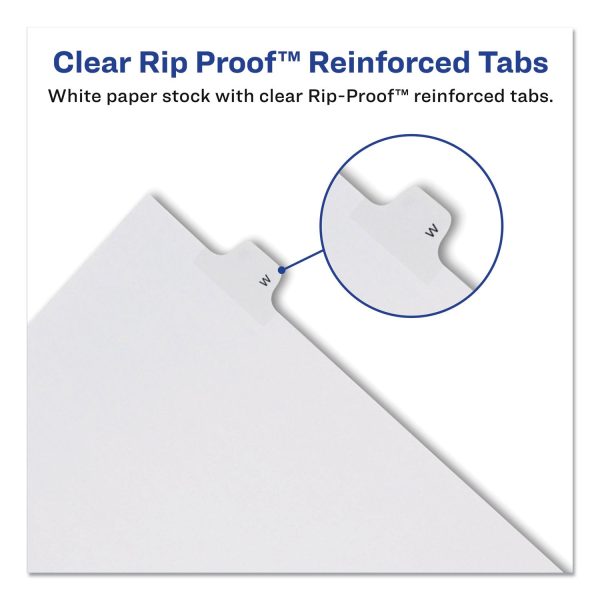 Preprinted Legal Exhibit Side Tab Index Dividers, Allstate Style, 10-Tab, 11, 11 x 8.5, White, 25 Pack For Sale - Image 3