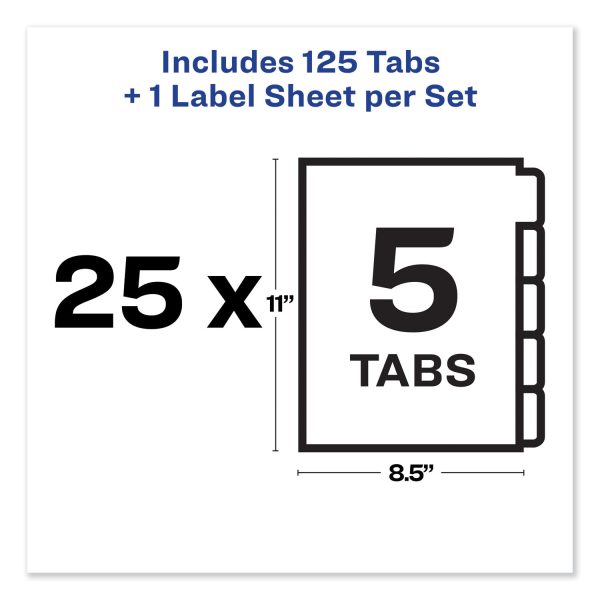 Print and Apply Index Maker Clear Label Unpunched Dividers, 5-Tab, 11 x 8.5, White, 25 Sets For Cheap - Image 5