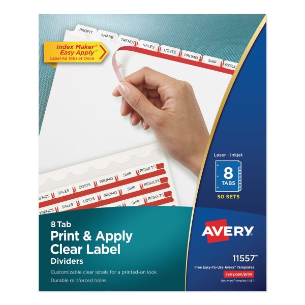 Print and Apply Index Maker Clear Label Dividers, 8-Tab, 11 x 8.5, White, 50 Sets For Cheap