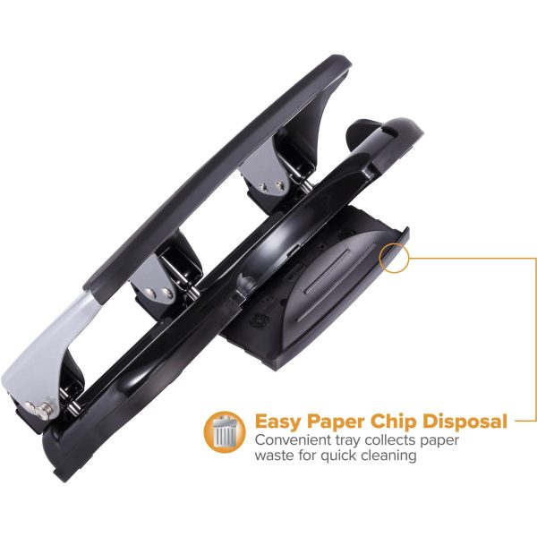 Bostitch EZ Squeeze 40-sheet 3-Hole Punch - 3 Punch Head(s) - 40 Sheet of 20lb Paper - 9 32  Punch Size - 7.4  x 3.1  - Black, Silver Cheap - Image 3