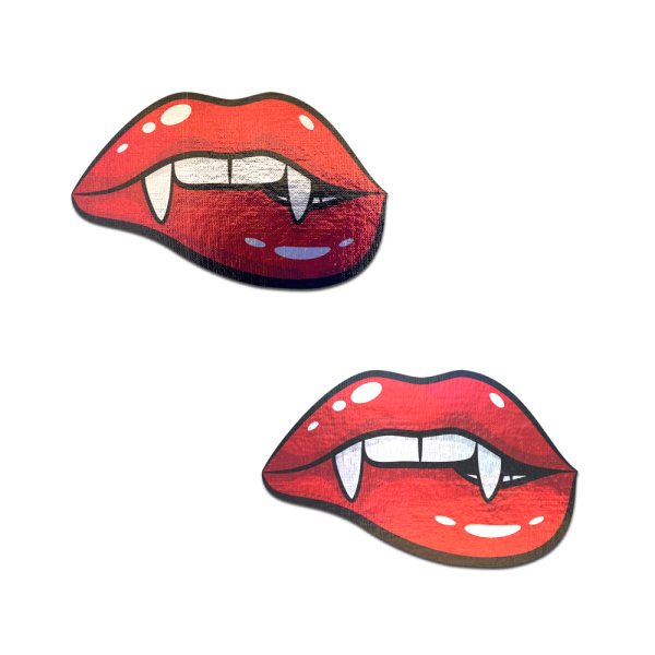 Vampire Fangs Pasties Red Holo Biting Lip Nipple Covers Online Sale